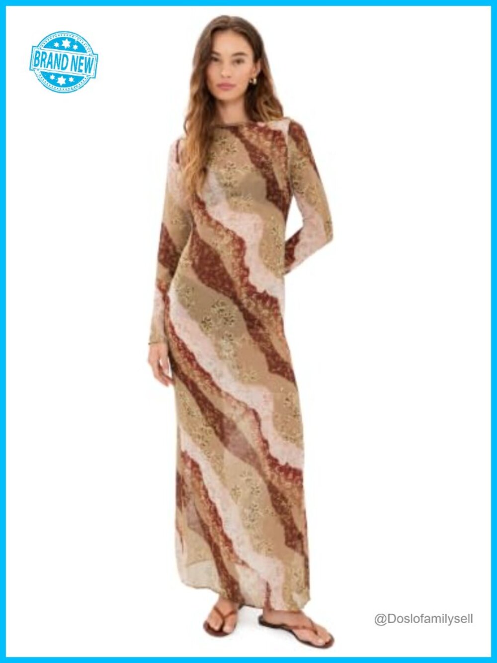 Lioness Pacific Maxi Dress Long Sleeve Floral Crew Neck Casual Women's